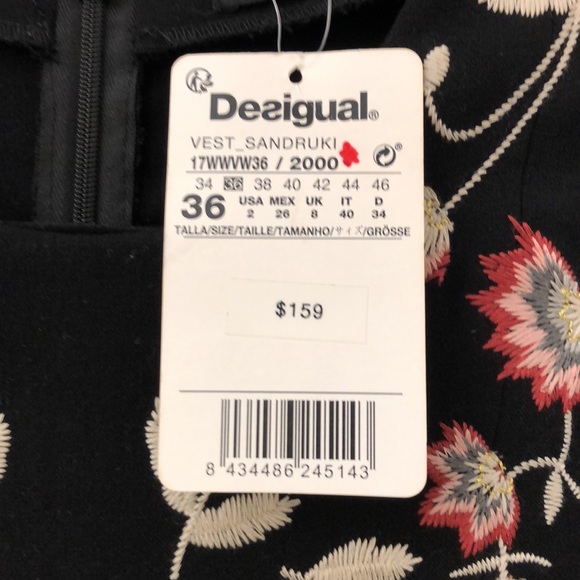 Desigual VEST SANDRUKI Black Sleeveless Dress Size 2 - Picture 5 of 5